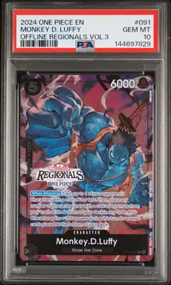2024 ONE PIECE OFFLINE REGIONALS PACK 2024 VOL.3 #091 MONKEY D. LUFFY PSA 10 - Image 1