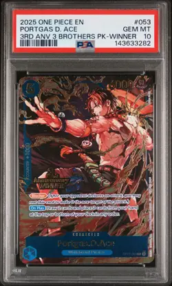 2025 ONE PIECE 3RD ANNIV TOURNAMENT 3 BROTHERS PACK WINNER PORTGAS D. ACE PSA 10 - Image 1