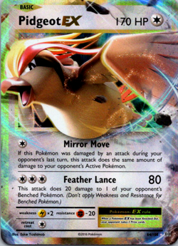Pidgeot EX 64/108 Ultra Rare Holo XY Evolutions Pokemon Card 2016 - LP - Image 1