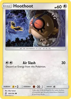 Hoothoot Common SM - Unified Minds 165/236 NM English Pokemon Card - Image 1