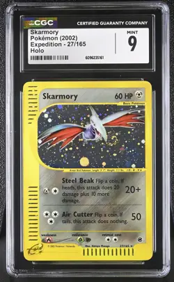 CGC 9 MINT Skarmory 2002 Expedition 27/165 Holo SWIRL Pokemon Card - Image 1