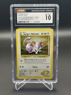 Lt. Surge’s Rattata Holo Pokemon Trading Card Game Classic 015/034 CGC 10 - Image 1