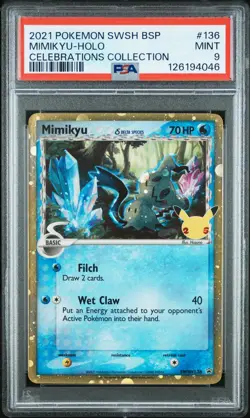 Mimikyu SWSH136 PSA 9 Mint Holo Celebrations Black Star Promo Pokemon Card 🔥🔥 - Image 1