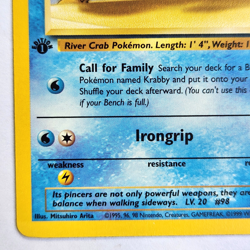 Krabby 51/62 Pokemon TCG 1st Edition Fossil Vintage 1999 Card - Image 5