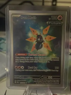 Pokemon TCG Iron Moth Holo Illustration Rare Card 187/182 Paradox Rift - Image 1