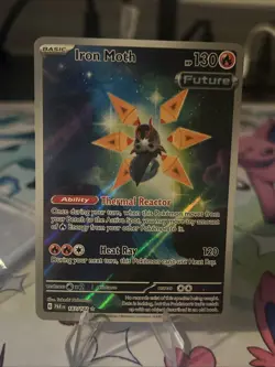 Pokemon TCG Iron Moth Holo Illustration Rare Card 187/182 Paradox Rift - Image 3