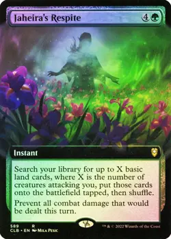 MTG JAHEIRA'S RESPITE EXTENDED ART FOIL Battle for Baldur's Gate NM - Image 1