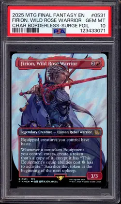 2025 MTG FF CHR Borderless Firion, Wild Rose Warrior Surge Foil #0531 PSA 10 - Image 1