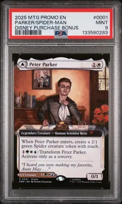 2025 Magic The Gathering Spider-Man Peter Parker NYCC Disney Purchse Bonus PSA 9 - Image 1