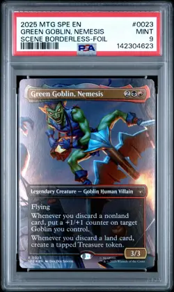 2025 MTG MARVEL'S SPIDER-MAN ETERNAL #0023 GREEN GOBLIN, NEMESIS PSA 9 - Image 1