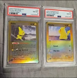 PSA 8 Pikachu 72/100 & Pichu #20 2003 Pokemon EX Sandstorm Reverse Holo NM-MT - Image 1