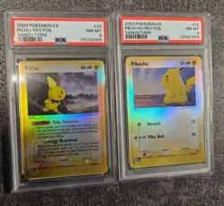 PSA 8 Pikachu 72/100 & Pichu #20 2003 Pokemon EX Sandstorm Reverse Holo NM-MT - Image 2