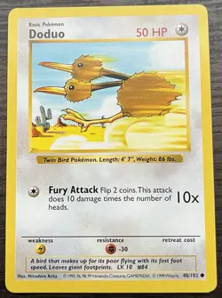 Shadowless Doduo 48/102 Pokemon TCG WOTC Base Set MINT NM - Image 1