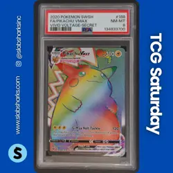2020 POKEMON SWSH VIVID VOLTAGE #188/185 PIKACHU VMAX SECRET RAINBOW RARE PSA 8 - Image 1