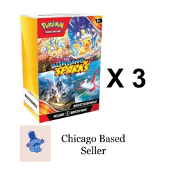 Surging Sparks Booster Bundle LOT of 3 Sealed Pokemon Pokemon TCG - Image 1