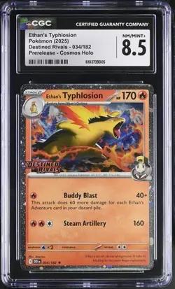 Ethan's Typhlosion *CGC 8.5* Pre-Release Holo *Destined Rivals* #34 * Pokemon - Image 1