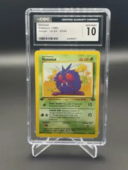 Venonat Pokemon 63/64 Jungle 1st Edition CGC 10 GEM MINT - Image 1