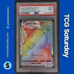 2020 POKEMON SWSH VIVID VOLTAGE #188/185 PIKACHU VMAX SECRET RAINBOW RARE PSA 9 - Image 1