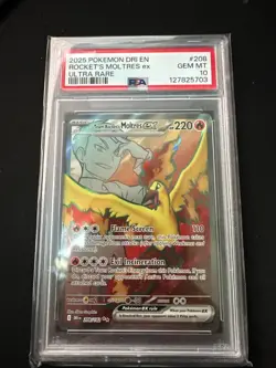 2025 POKEMON DRI EN-DESTINED RIVALS ULTRA RARE TEAM ROCKET'S MOLTRES EX PSA 10 - Image 1