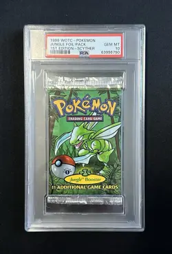 1999 Pokemon Jungle 1st Edition Booster Pack Scyther Artwork – PSA 10 Gem Mint - Image 1