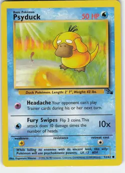 Psyduck 53/62 Common Unlimited Fossil LP Pokemon - Image 1