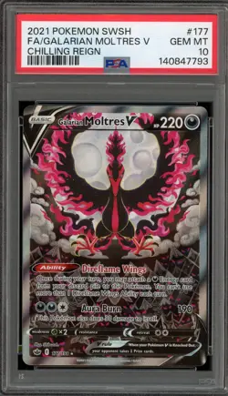 Pokemon Galarian Moltres V Chilling Reign Full Alt Art #177 PSA 10 Gem Mint - Image 1