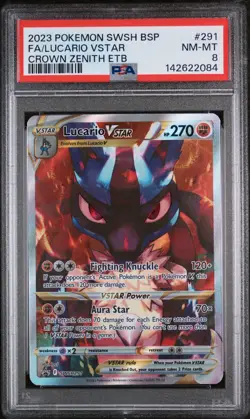 Lucario Vstar Pokemon Swsh Black Star Promo 291 NM PSA 8 - Image 1