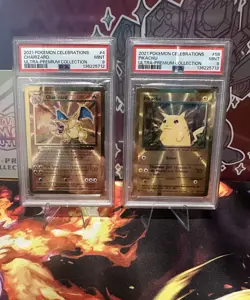 2021 CHARIZARD #4 PIKACHU #58 POKEMON UPC CELEBRATIONS METAL PSA 9 SEQUENTIAL - Image 1