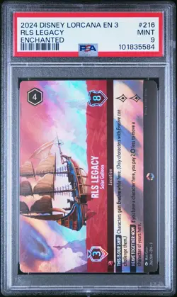 2024 DISNEY LORCANA EN 3-INTO THE INKLANDS #216 RLS LEGACY - SOLAR GALLEON PSA 9 - Image 1