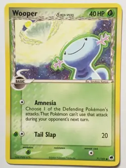 Wooper 71/101 LP - EX Dragon Frontiers Pokemon Card Tomokazu Komiya Art - Image 1