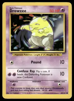 Drowzee 1999 Base Set Unlimited WOTC Vintage Pokemon Card 49/102 (LP-NM) - Image 1