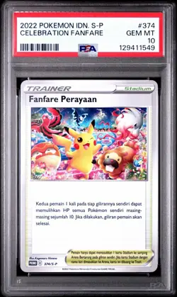 Celebration Fanfare PSA 10 Indonesian Pokemon Card Promo 2022 374/S-P Himeno - Image 1