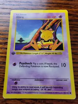 PL! - Pokemon TCG Abra Base Set 43/102 Regular 1st Edition Common - Image 1