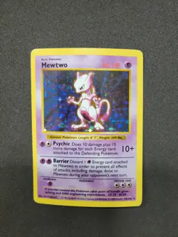 LP+ Shadowless Mewtwo Base Set Holographic Pokemon Card 10/102 - Image 2