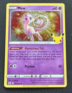 Pokemon TCG Mew 011/025 Celebrations Holo Rare - Image 1