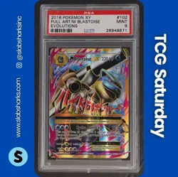 2016 POKEMON XY EVOLUTIONS #102/108 M BLASTOISE EX FULL ART PSA 9 - Image 1