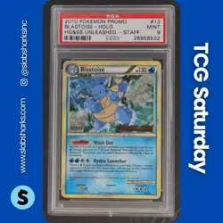 2010 POKEMON HEARTGOLD & SOULSILVER UNLEASHED STAFF PROMO #13/95 BLASTOISE PSA 9 - Image 1