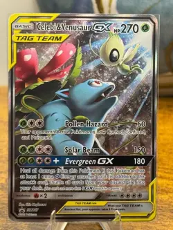 🌿Celebi & Venusaur GX SM167 Black Star Promo Pokemon🔥**HEAVILY PLAYED** - Image 1