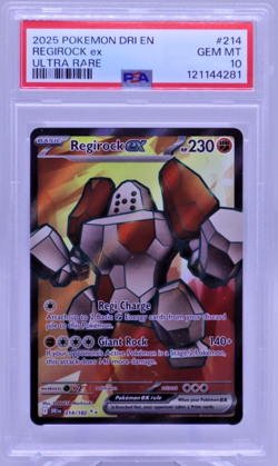 2025 POKEMON DESTINED RIVALS ULTRA RARE 214/182 REGIROCK EX PSA 10 S015 - Image 1