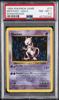1999 POKEMON BASE SET SHADOWLESS #10 MEWTWO-HOLO PSA 8.5 - Image 1