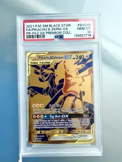 Pokemon Pikachu & Zekrom Tag Team GX SM248 Black Star Promo - PSA 10 - Image 1