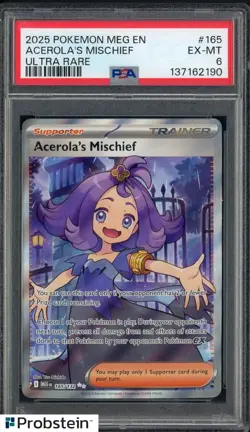 2025 Pokemon Mega Evolution #165/132 Acerola's Mischief UR Holo PSA 10 GEM MINT - Image 1