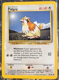 1999 Pokemon Basic Base Set Pidgey 57 NM or Better - Image 1