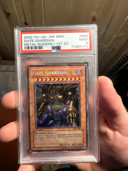 2002 Yu-Gi-Oh! MRD Gate Guardian Metal Rainders - 1st ED. PSA 9 - Image 1