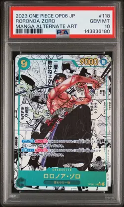 2023 ONE PIECE JPN WINGS OF THE CAPTAIN MANGA ALT ART #118 RORONOA ZORO PSA 10 - Image 1