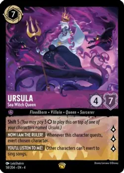 1x Ursula - Sea Witch Queen - 58/204 - Legendary Light Play Disney Lorcana: Ursu - Image 1