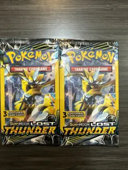Pokemon TCG Lost Thunder 3-Card Booster Packs (2) Factory Sealed - Image 1