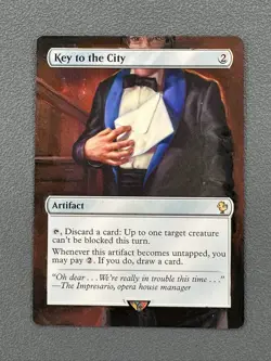 Key to the City MTG Final Fantasy Commander Hand Painted Borderless Altered Art - Image 1