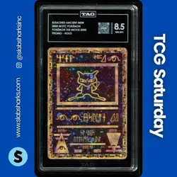 2000 POKEMON THE MOVIE PROMO BLEACHED ANCIENT MEW HOLO TAG 8.5 - Image 1