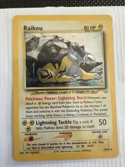 Pokemon Raikou 13/64 Neo Revelation Holo Rare 80 HP 2000 English TCG - Image 1